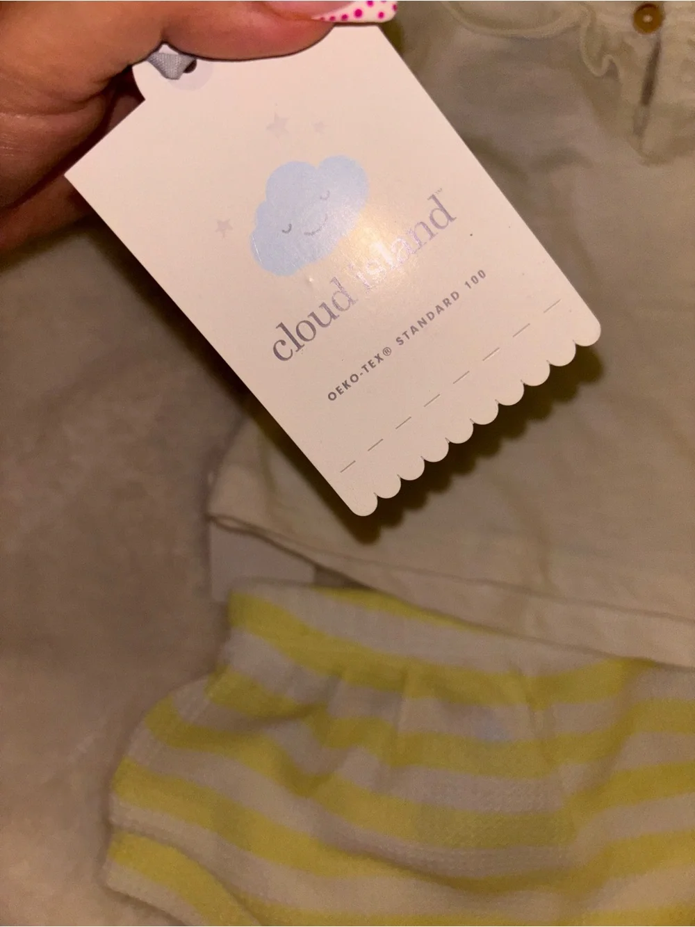 cloud island White Tee & Aqua/Yellow Shorts 2-Piece Set